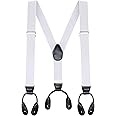 Buyless Fashion Butten End Suspenders for Men - 48" Adjustable Straps 1 1/4" - Y Shape