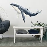 RoyoLam Humpback Whale Wall Decal Sea Animal Wall Sticker | Removable, waterproof, vinyl peel and stick ocean theme wall art for nursery, playroom, and bathroom