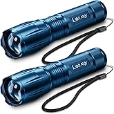 LETMY Tactical Flashlight - 2 Pack LED Flashlights High Lumens - Portable Handheld Flash Light, 5 Modes Zoomable Waterproof F