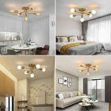 AUA Modern Sputnik Chandelier Golden 5 Light Semi Flush Mount Ceiling Light view 5