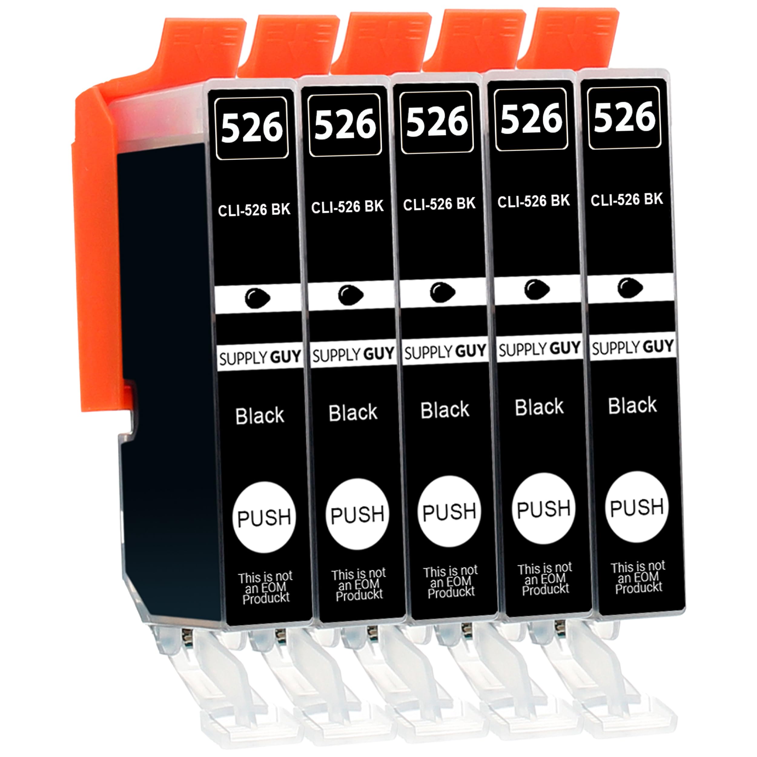 Supply Guy 5 Ink Cartridges compatible with Canon CLI-526 BK Black for IP4850 IP4950 IX6550 MG5140 MG5150 MG5200 MG5240 MG5250 MG5300 MG5340 MG5350 MG6150 MG6250 MG8150 MG8240 MG8250 MX715 MX885 MX895