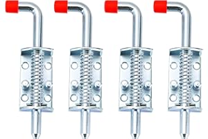 MAOPINER Spring Loaded Latch Pin, 6.5" Metal Barrel Bolt Lock w/Grip, 4PCS Heavy Duty Zinc Spring Latch for Ramp Door, Fence,
