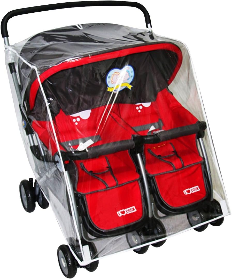 Jiyaru PVC Waterproof Wind Dust Shield Universal Buggy Twin Stroller Rain Cover (Multicolour)