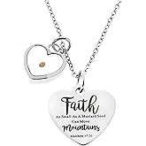 HOPE INSPIRED Real Mustard Seed Necklace Heart Faith Necklace for Women Christian Gifts