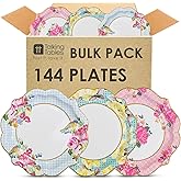 Talking Tables 144 x Pretty Floral Disposable Paper Plates Bulk Pack Afternoon Tea Mother’s Day Table Party Decorations for Birthday Baby Shower, Wedding and Anniversary, Size 9"