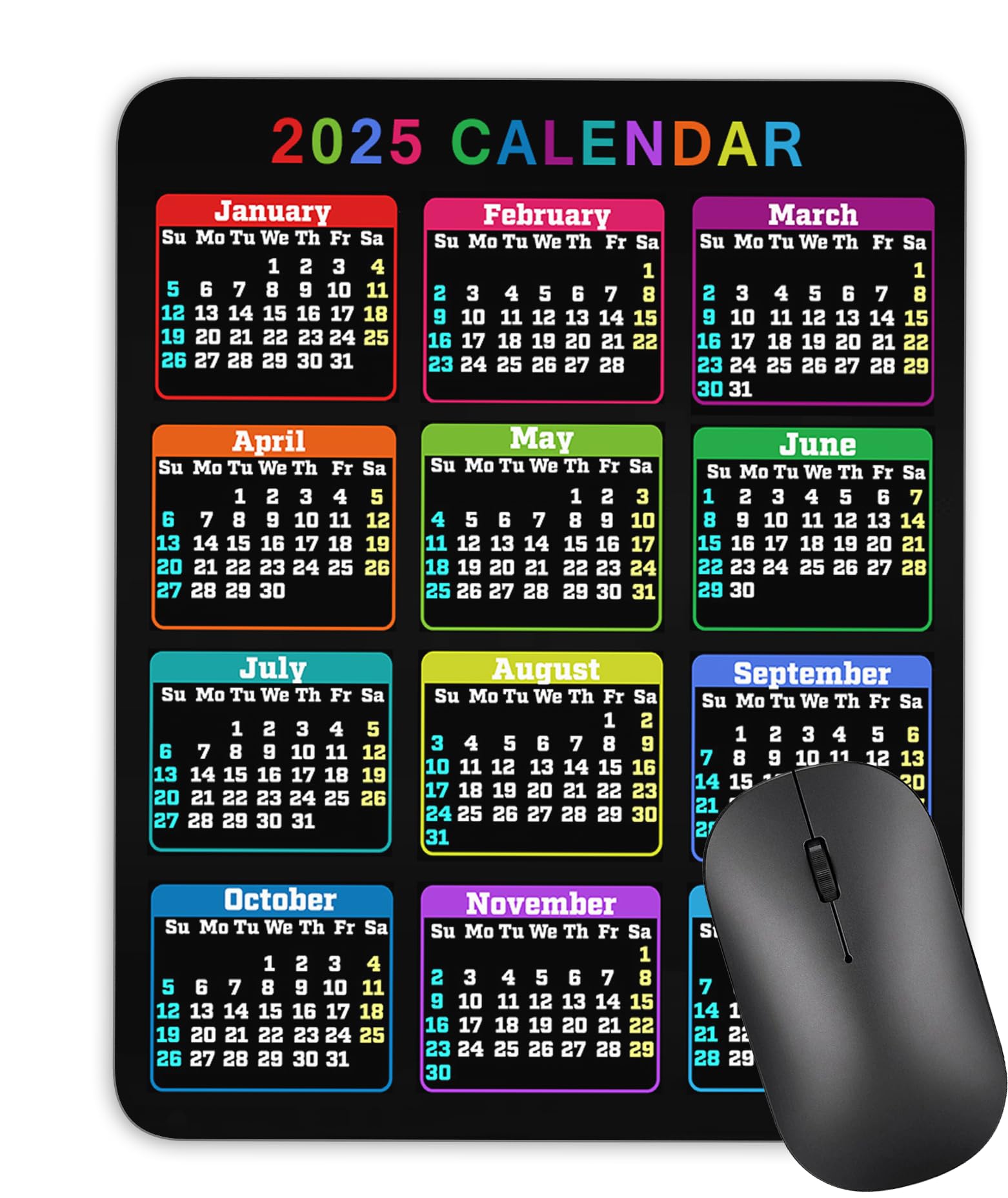 Photo 1 of **2pack** Calendar Mouse pad, 2025 Calendar Color Vertical Edition Natural Rubber Quality Creative Gaming Mouse Pad Rectangle Mouse Personalized Desk Mouse Pad 9.5 inch x 7.9 inch