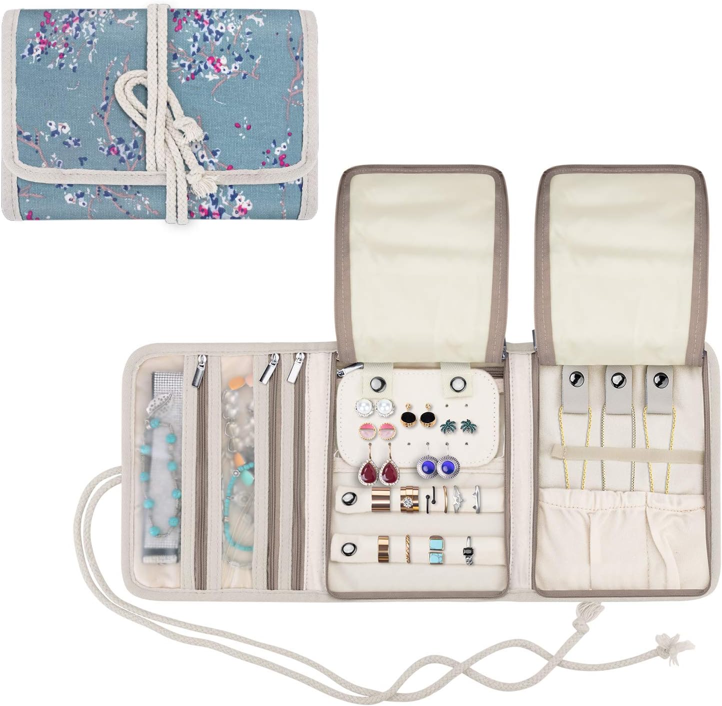 Teamoy Jewelry Organizer, Travel Jewelry Roll Holder for Necklaces