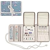 Teamoy Travel Jewelry Roll, Jewelry Storage Bag Organizer for Necklaces, Earrings, Bracelets, Rings, Brooches and More, Compact and Easy to Carry, Plum Flowers