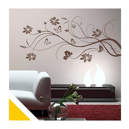 Adesivo Viticcio Con Farfalle E Swarovski Per Soggiorno