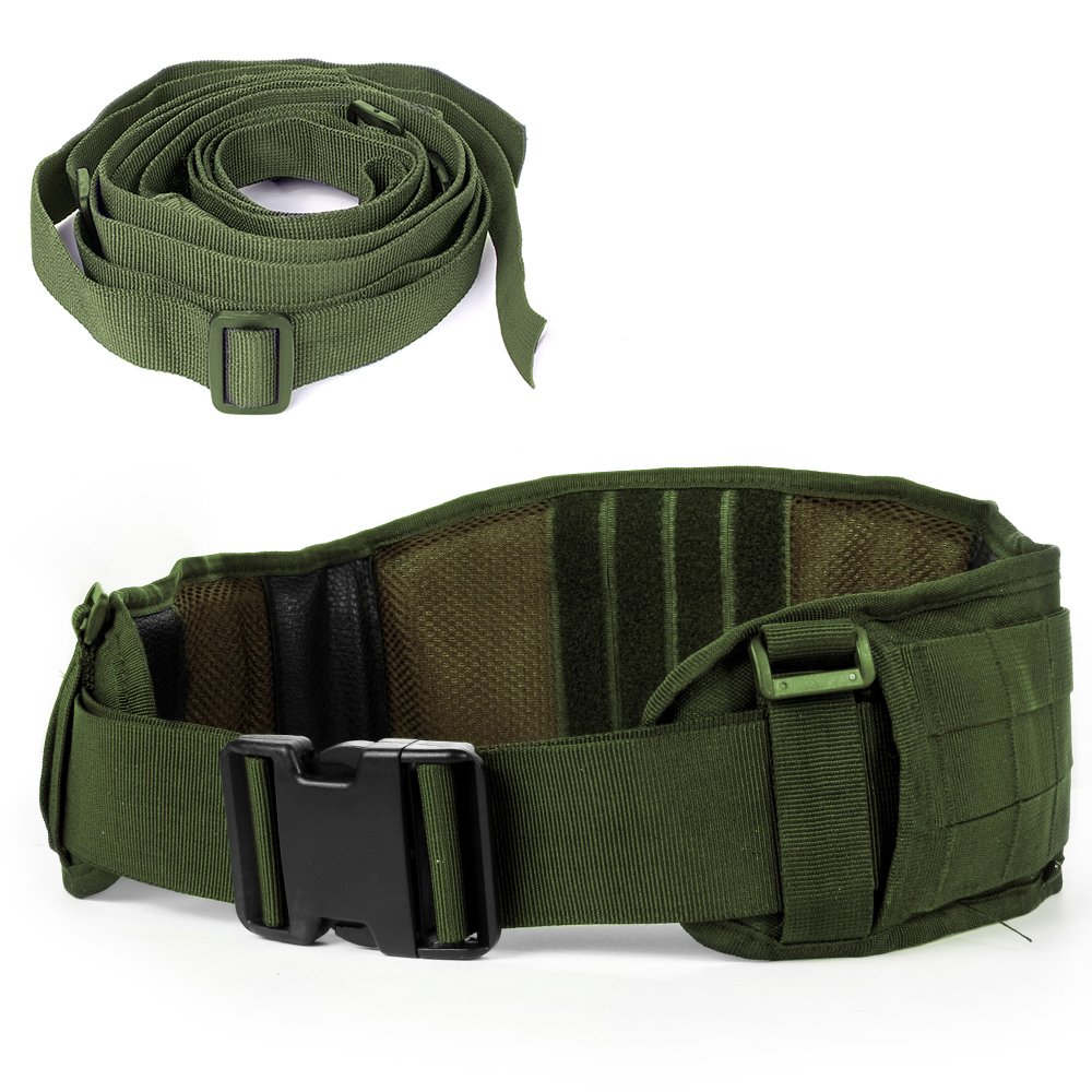 LUUFAN Tactical Belt Security Military Molle Belt Heavy Duty Adjustable with Free Strap For Outdoor Activity (Army Green)