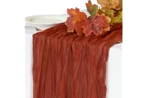 MIUCAT Fall Table Runner, 10FT Thanksgiving Cheesecloth Table Runner 35*120inch Terracotta Table Runners for Fall Wedding Baby Shower Friendsgiving Thanksgivig Home Kitchen Table Decorations