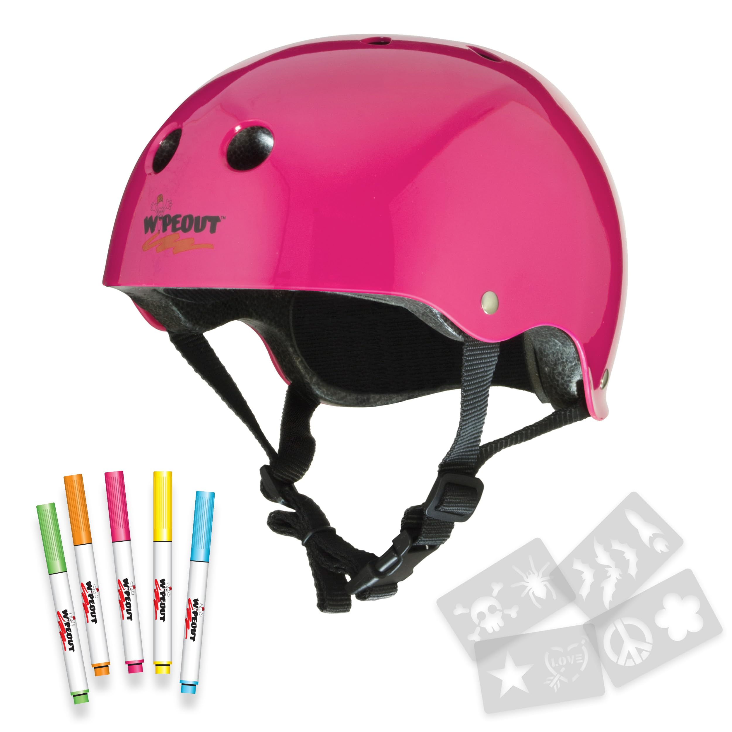 Wipeout Dry Erase Kids Bike Helmet, The Dry Erase Helmet - Create your own design, Neon Pink, Ages 5+