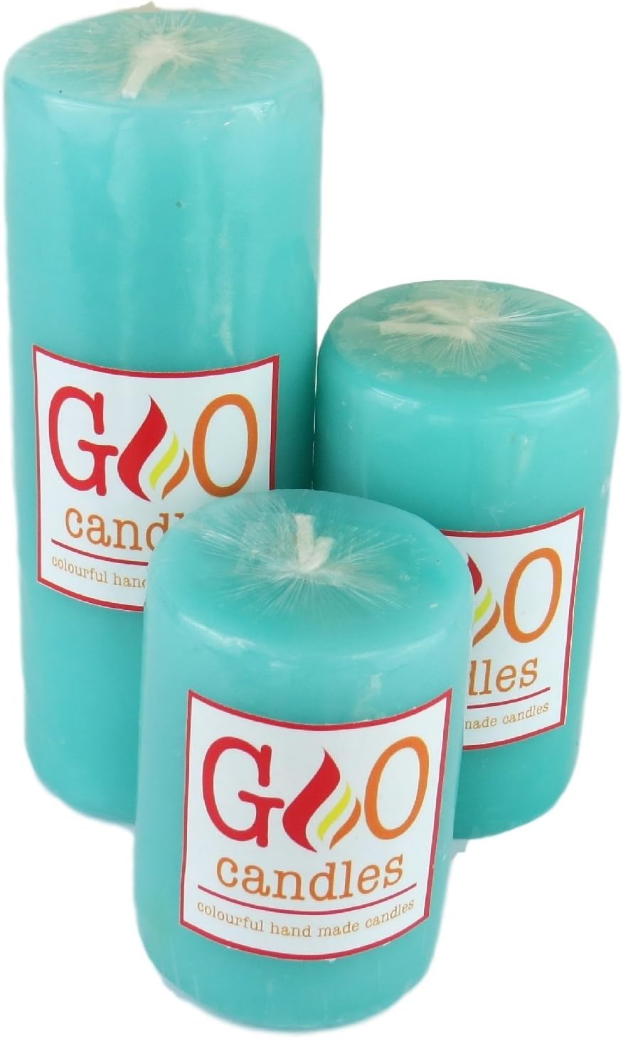 Trio Of Large British Handmade Candles - 55mm wide (Turquoise)