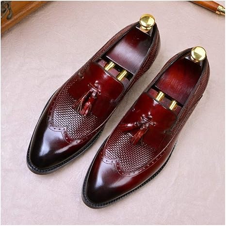 Amazon Co Jp Rui Landed ローファー デッキシューズ メンズ タッセル 防臭 柔らかい スリッポン オシャレ カジュアル 本革 ウイングチップ アウトドアブーツ カジュアルブーツ 結婚式 ブーツ Color Wine Red サイズ 26 Cm ホーム キッチン