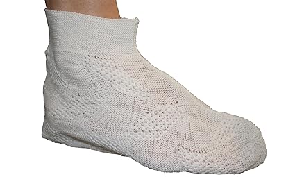 Kranz Wolle Damen Bettschuh passend zu Bettjacke Gestrickt Nachtwäsche Bettsocken Weich Lurex