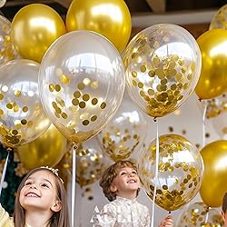 AULE Party Balloons Pack of 42 - Metallic Gold