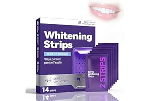 Enamel Safe Purple Teeth Whitening Strips for Sensitive Teeth, 14 Treatments - Gentle Daily Use Stain Remover for Natural Whi