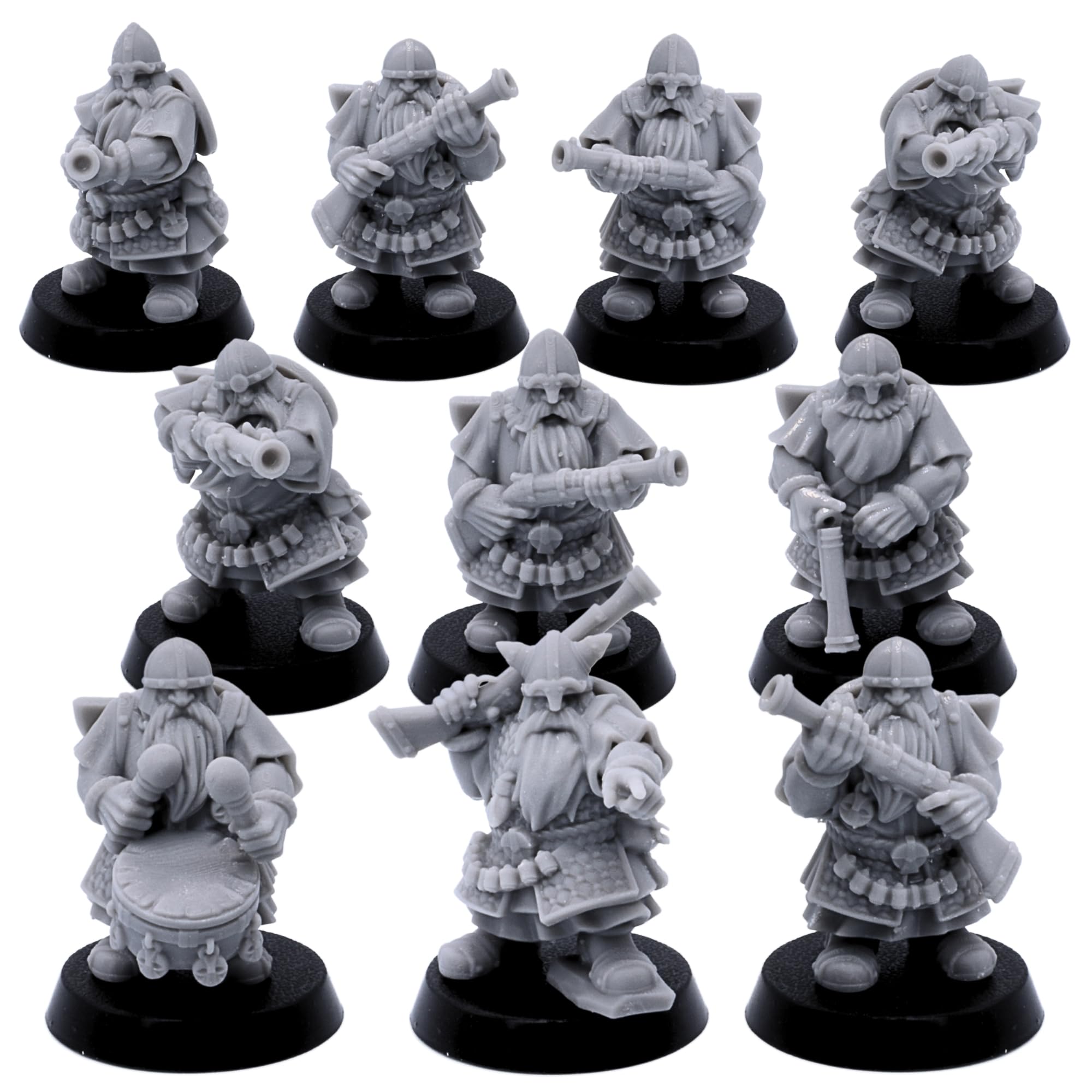 Forged Terrain Dwarf Gunners Infantry Unit Miniatire, 32mm Tabletop Games Fantasy Dwarves Army, Dwarfs Marksmen Figure