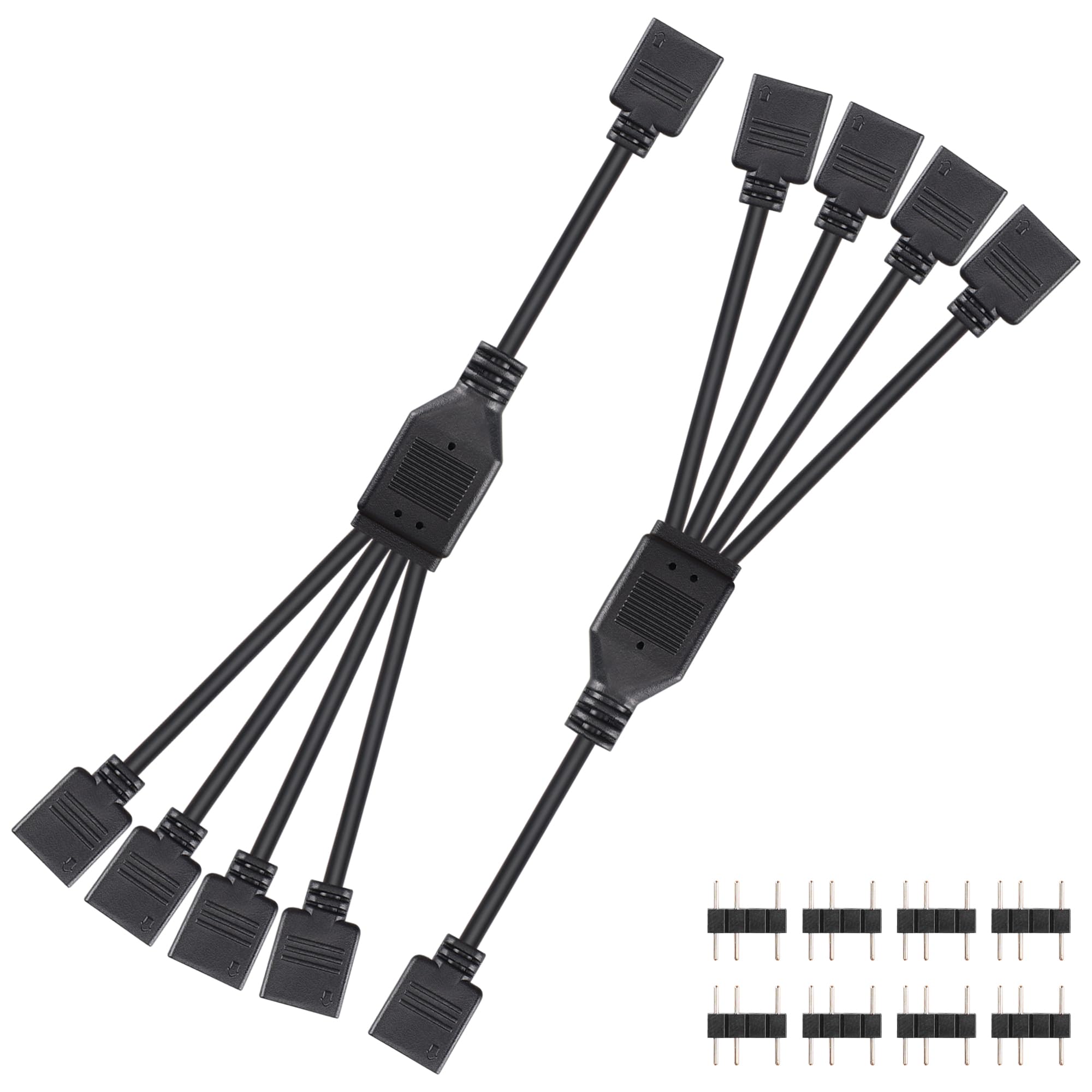CERRXIAN 2PCS 5V 3PIN ARGB Splitter Cable, 1-to-2 5V 3-Pin Addressable with Male pins, 1 Female to 2 Female Ports 3PIN HUB Extension Connector Cord Wire for LED Strips, Fans