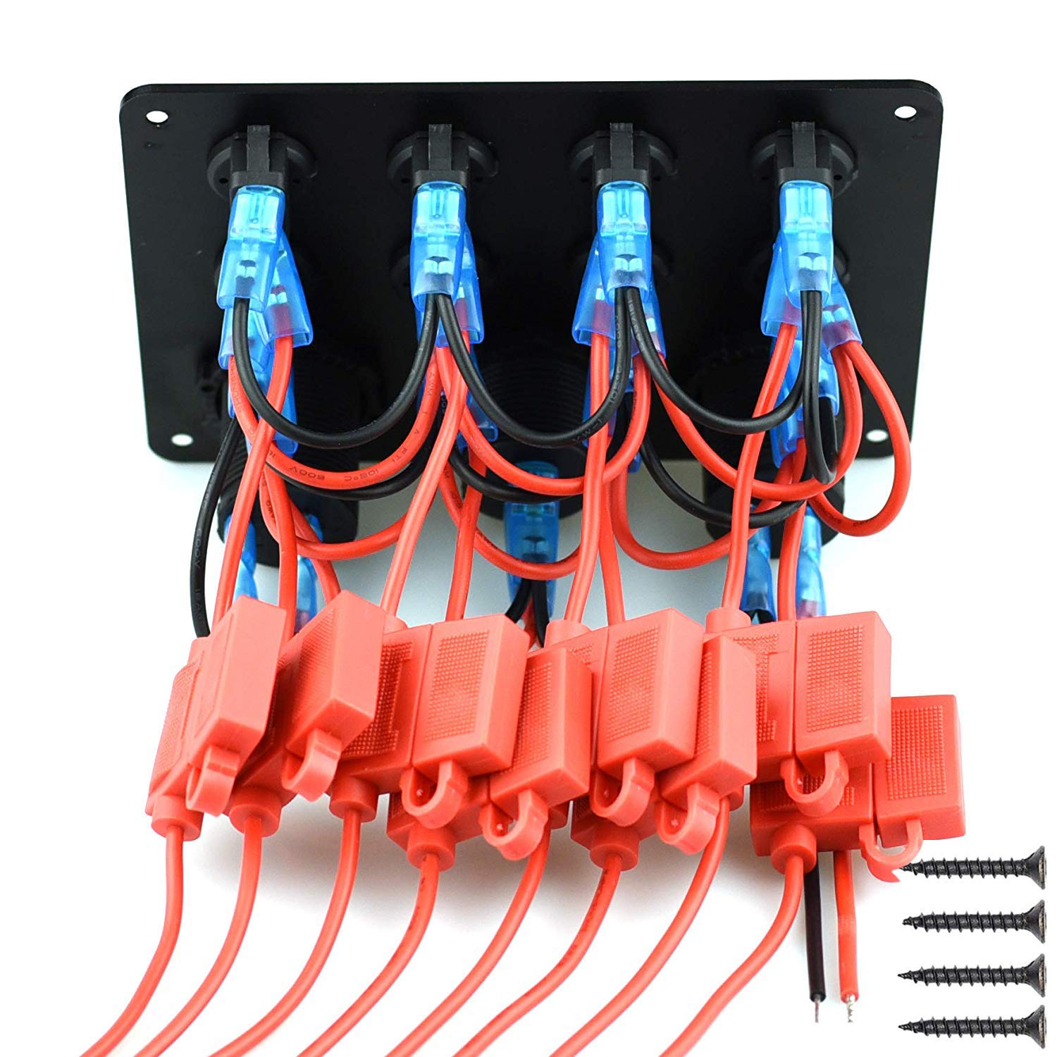 MKING Dual USB Charger Socket Multi-Functions Panel for -4.2A + 12V Power Outlet + LED Voltmeter + 8 Gang ON-Off Toggle Switch(Blue)