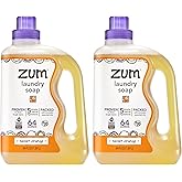 Zum Laundry Soap by Indigo Wild - Liquid, Plant-Based Soap with Baking Soda, Essential Oils, Coconut Oil & More - Wash Up to 64 Loads - Sweet Orange - 64 fl oz (2 Pack)