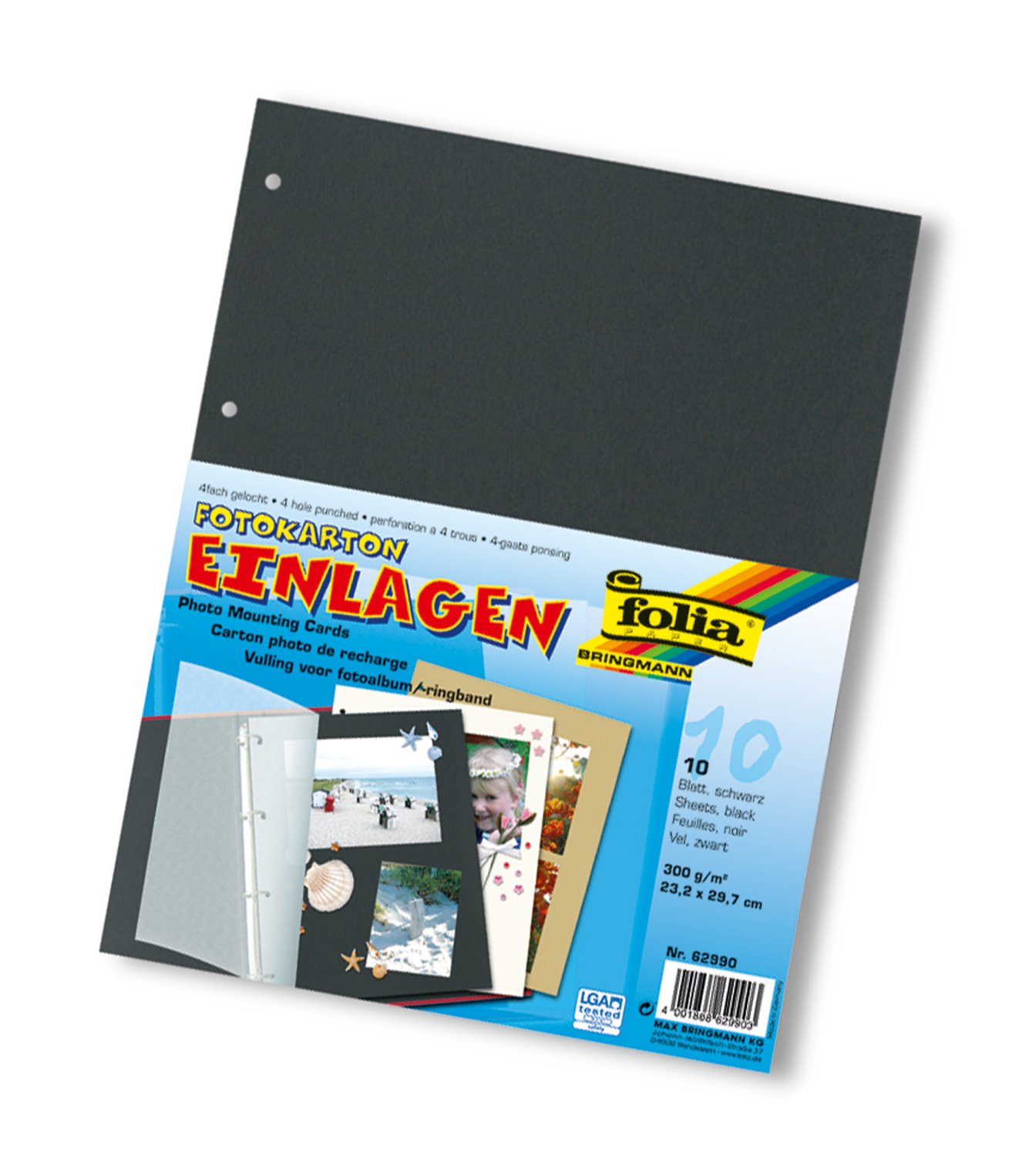 folia Photo Card Inserts A4 10 Sheets, 4 Holes