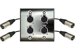 DIYTECH Premium XLR Wall Plate, Solderless, No Solder, Audio Wall Plate, for Pro Audio Installation (Female to Male 4-Port)