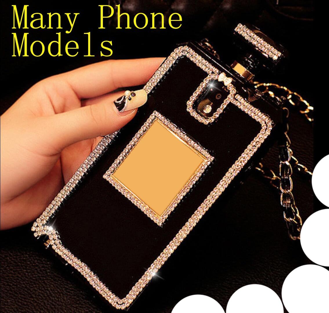 Galaxy S10E Case, Very Beautiful Manual Stick Crystal Diamonds Vivid Flower Bowknot Girl Perfume Bottle, WEIFA Shiny Personal CellPhone Cover Case For Samsung Galaxy S10 E Black