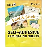 Koala Self Adhesive Laminating Sheets - 9 x 12 Inch Self Laminating Sheets, No Machine Needed Clear Self Sealing Laminate She