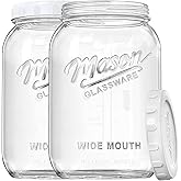 Dwbligt 2 Pack Wide Mouth Mason Jars with Airtight Lid and Silicone Ring - 1 Gallon Large Glass Containers for Food Storage like Flour Sugar, Sun Tea, Kombucha, Refrigerator Safe Fermentation Jar