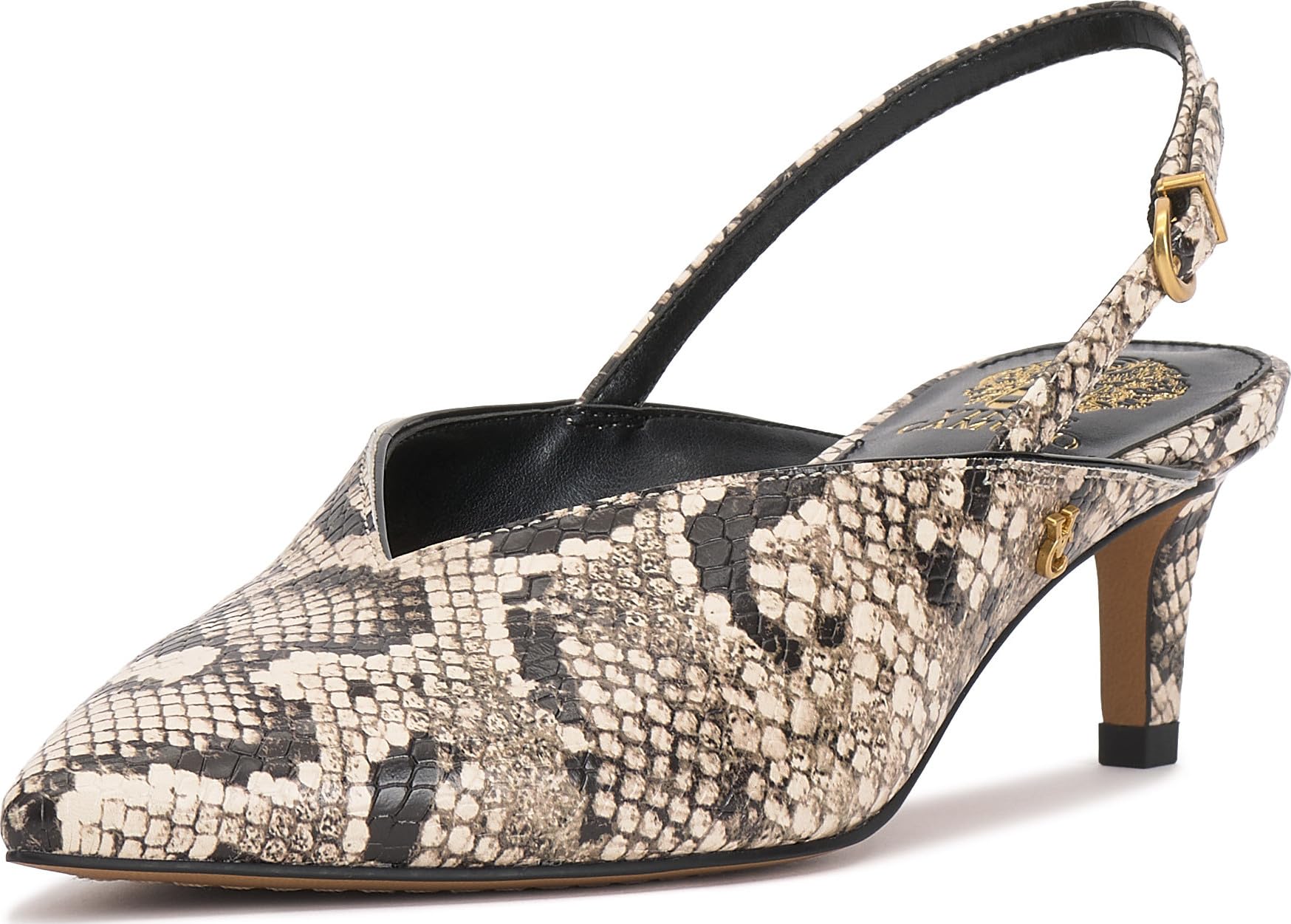 Vince Camuto Women's Kylien Pump, Black/Cream Snake