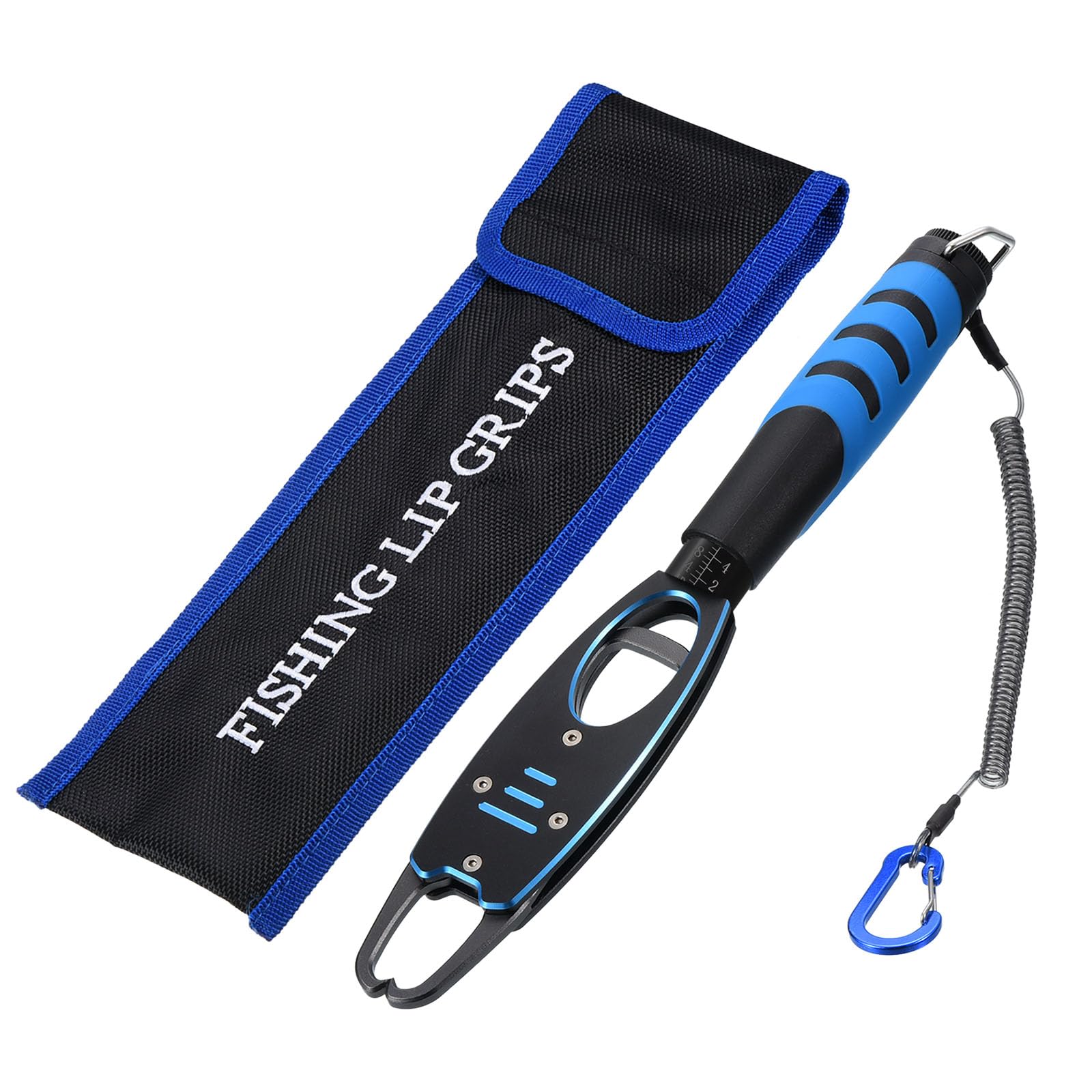 M METERXITY Fish Lip Clip with Scale - Aluminum Alloy Fishing Lip Clip Fish Tool, Apply to Fishing Gear - (40 Lbs, Blue)