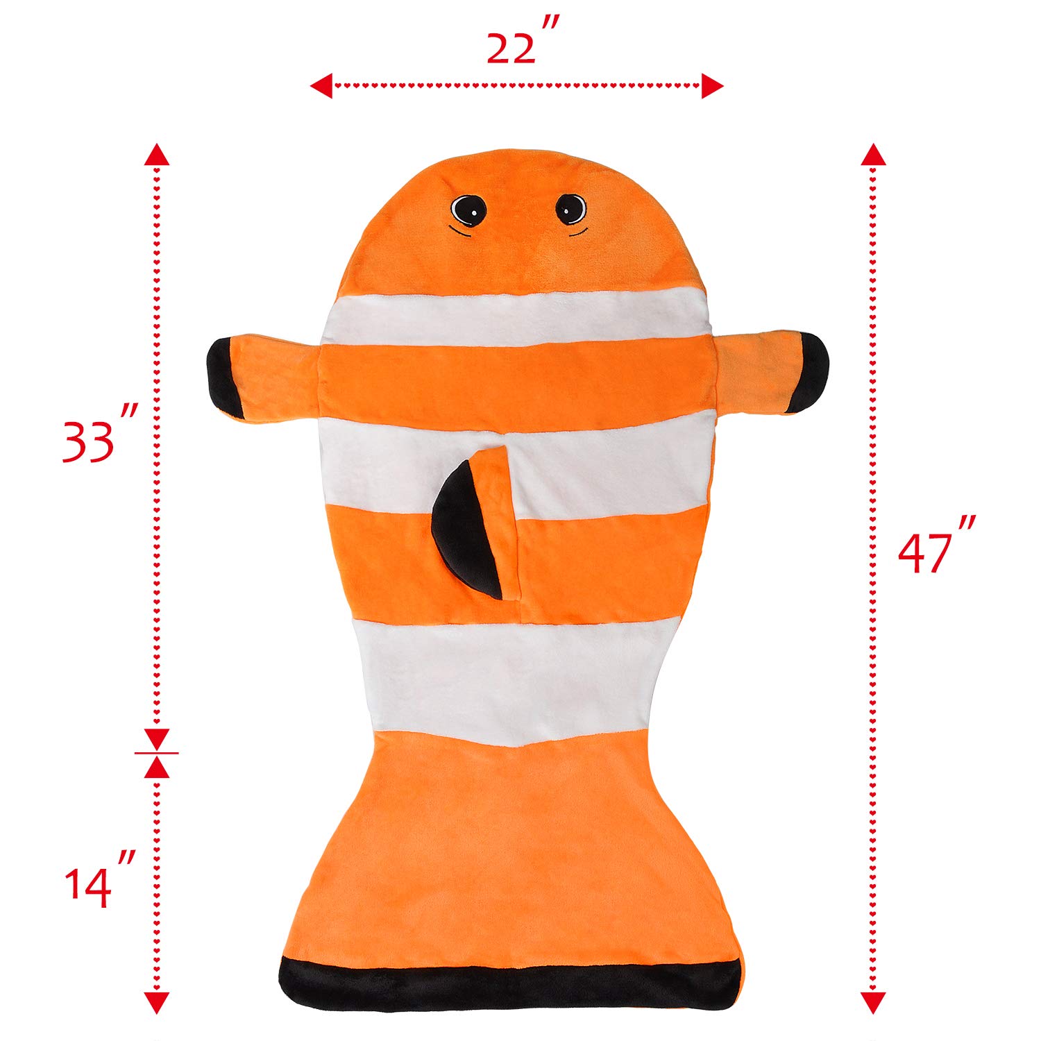 Clownfish Tail Blanket for Kids, Super Soft Fleece Sleeping Bag for Toddler Teen Girls Boys, Great Gift Idea
