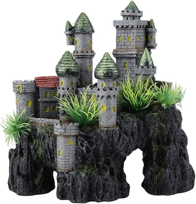 Hffheer Aquarium Castle Decoration Fish Tank Simulation