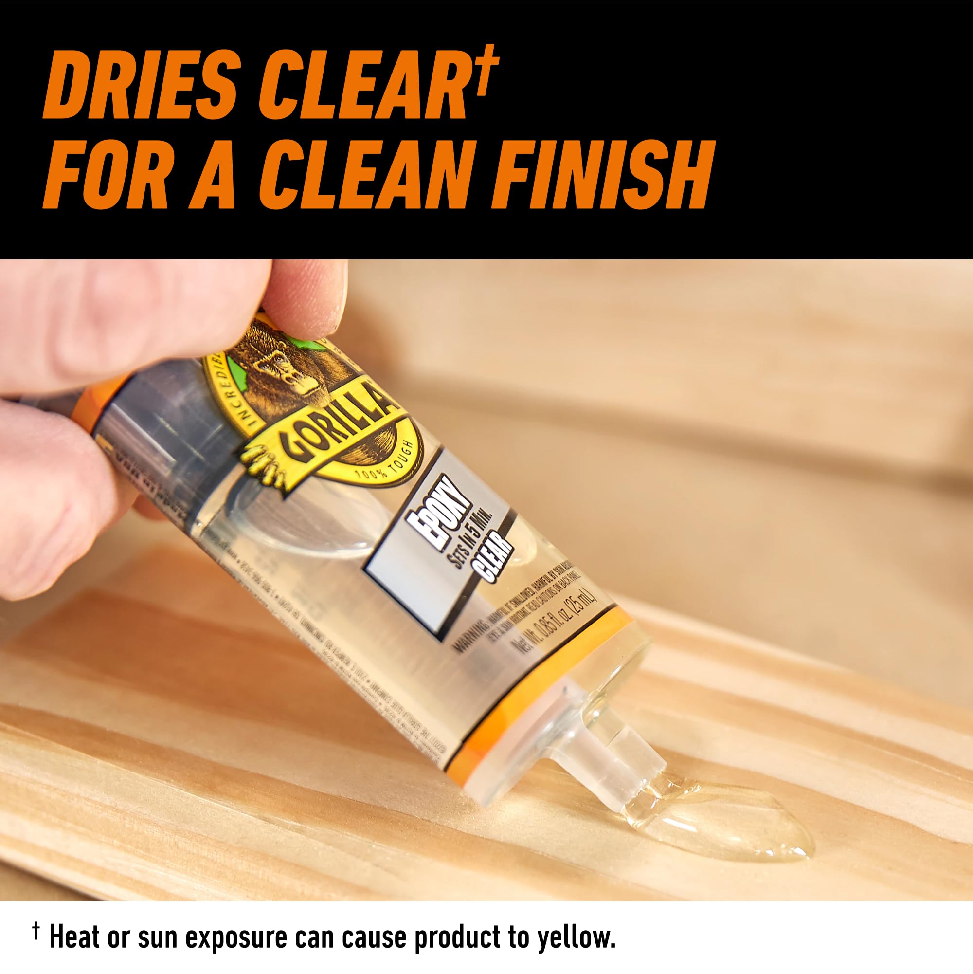 Gorilla 2 Part Epoxy, Clear Epoxy, 0.85 Ounce Syringe (Pack of 2) - 5 Minute Set, Incredibly Strong Bonding