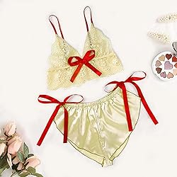 Women's Nightgown Two Piece Lace Satin Spaghetti