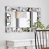 Chende Large Living Room Mirror for Decor, 44'' x 24'' Modern Decorative Wall Mirrors with Uneven Glass Frame, Rectangle Eleg