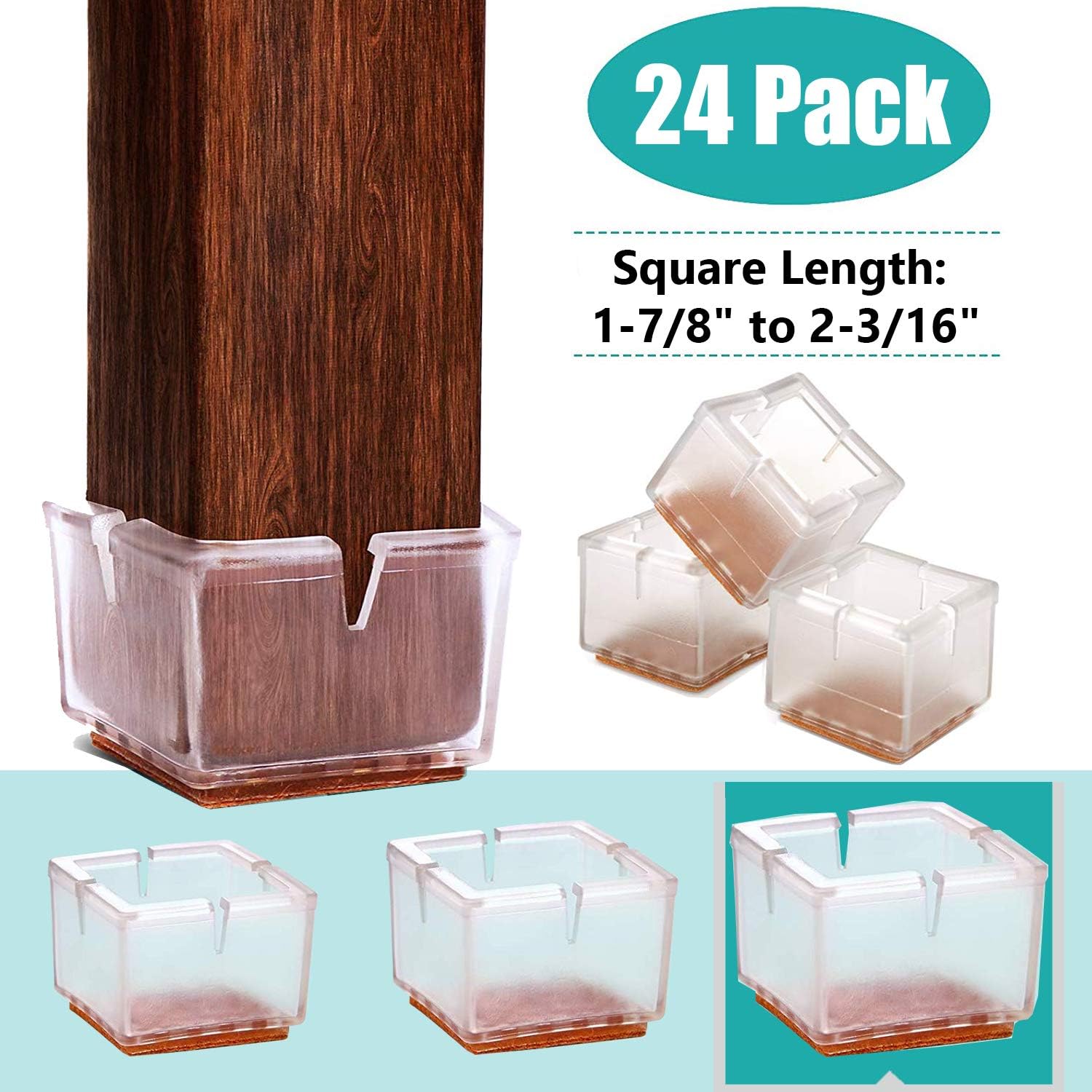 Tapas cuadradas de silicona para patas de silla, cuadradas, para