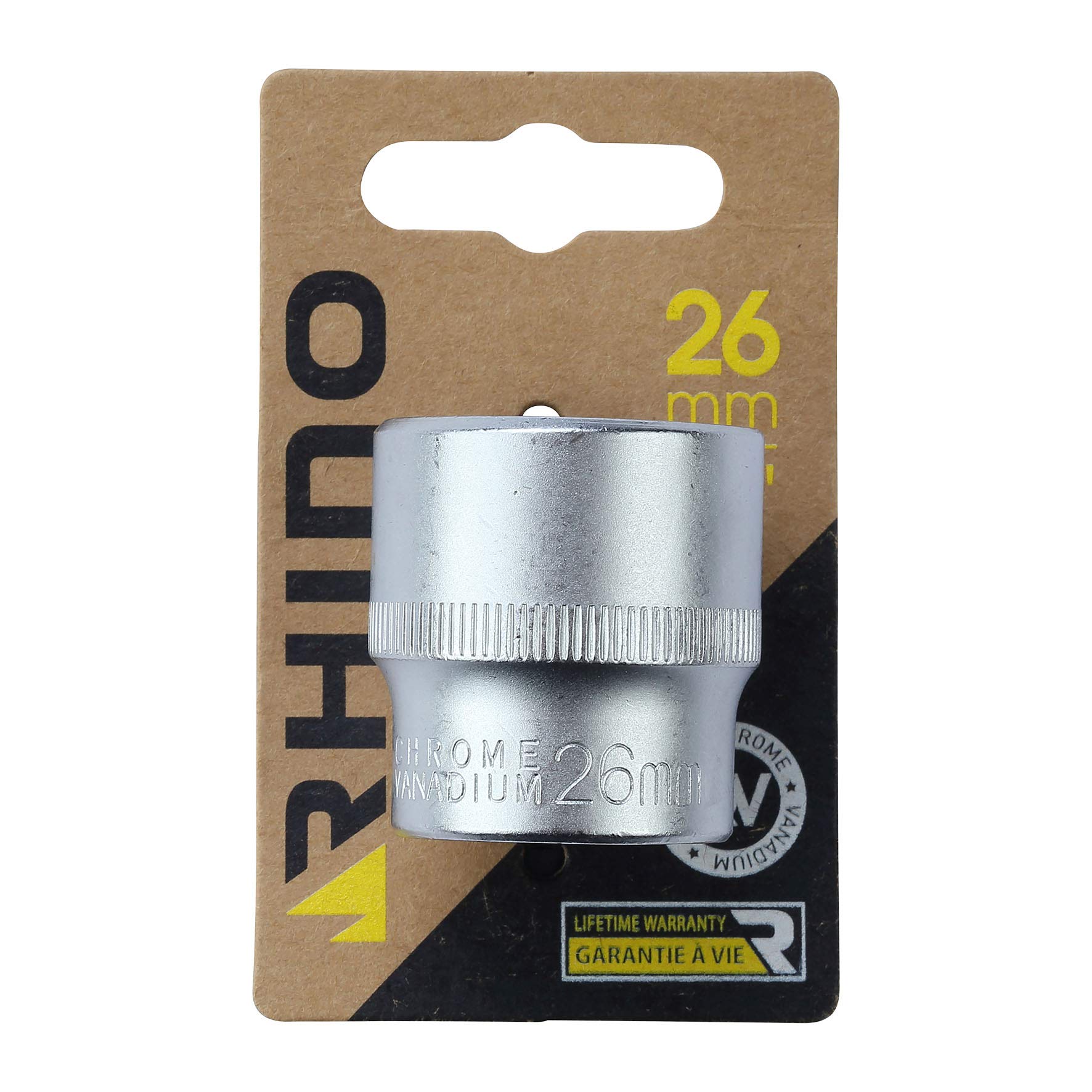 RHINO 9182 Hexognal 26 mm Hex Socket Sets, Short Metric 6 Point Diameter 26 mm Square Drive 1/2 Inch High Quality (Chrome Vanadium) Various Sizes Available, NC