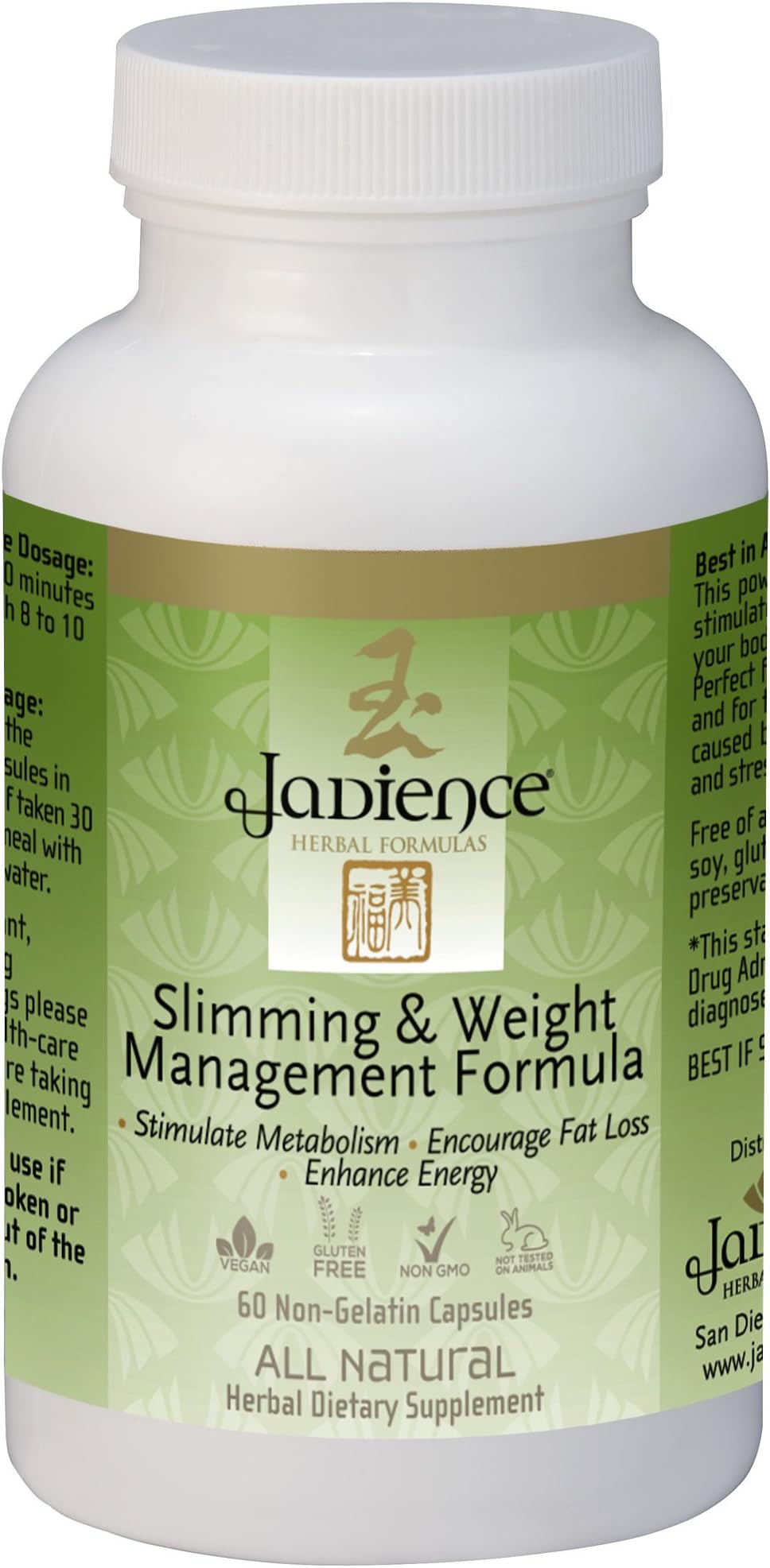 Jadience Herbal Formulas Slimming & Weight Management: 60 Capsules | Natural Immune Booster & Digestive Support | Increase Stamina & Energy | Relieve Stress/Anxiety | Anti-Appetite & Bloating