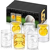 Hoolerry Set of 6 Baseball Coach Gifts 3.4/6.8 oz Baseball Shot Whiskey Glass Gifts for Men Dad Christmas Beer Drinking Glass for Lovers Sports Fans Party Drinking Whiskey Liquor Wine