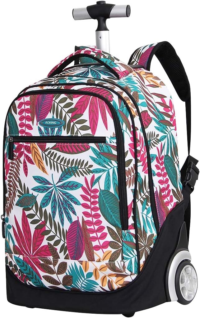 WHT UEK Girls Trolley Backpack Wheeled School Bag Kids Bookbag Set