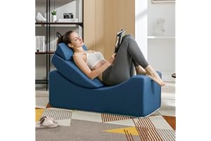 Mjkone Modern Chaise Longue for Yoga, Yoga Chair for Better Relaxation, Multi-Functional Foam Yoga Sofa Couches for Living Room/Apartment/Office/No Need Assembly (Blue)