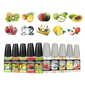 Salcar® 10 Pack 10ml Premium E-Liquid für E-Zigarette, Apfel-Smoothie, Wassermelone-Smoothie, Kiwi-Smoothie, Papaya-Smoothie,