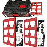 VELCKING for Milwaukee Packout Compatible Foldable Side Mount Rack Heavy Duty Side Storage Organizer, Wall &amp; Floor Installation, 100LB Capacity, Toolbox Accessory (2 red)