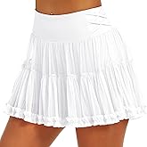 Stelle Women's High Waist Athletic Skorts with Shorts Pockets Ruffle Flowy Mini Cake Skirt Layered Pleated Cute Casual Summer