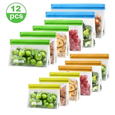 Reusable Silicone Food Storage Bags, 12 Pack FDA Egypt Ubuy