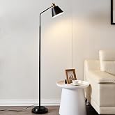 Leasgy Upgraded Double-Base Black Floor Lamp, Adjustable Lamp Head-65.3" | Metal Industrial Standing Lamp for Living Room, Modern Tall Lamp for Bedroom, Office, Corner, Home Decor, Bulb Included