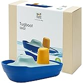 PlanToys® Tugboat Wooden Bath Toy | Eco-Friendly Floating Boat for Kids | Promotes Fine Motor Skills & Imaginative Play | Sus