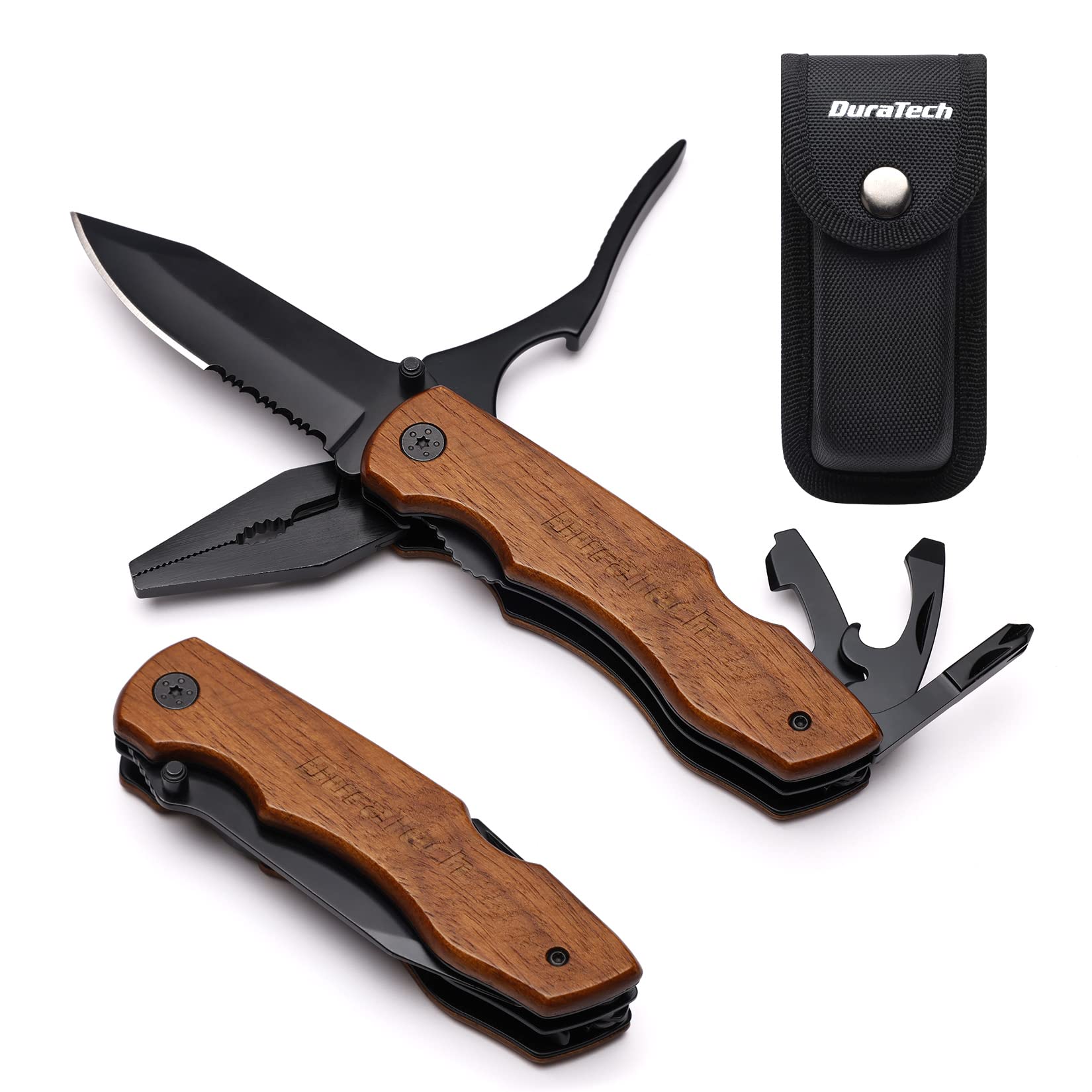 DURATECH 多機能ナイフ マルチツール マルチプライヤー 折畳みペンチ 9IN1 多機能ツール ポケットナイフ ナイロンバッグ アウトドア DIY 登山 キャンプ 防災 釣り 【収納ケース付き】商品画像
